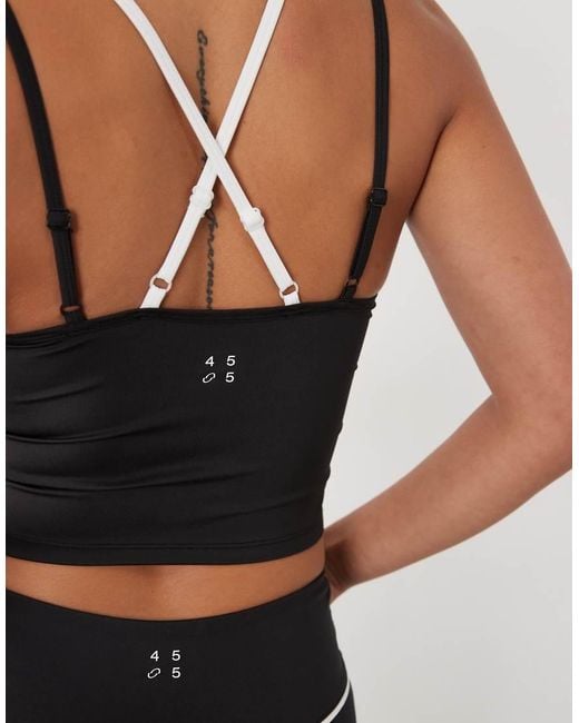4505 Black Active Double Layer V Neck Cami With Inner Bra