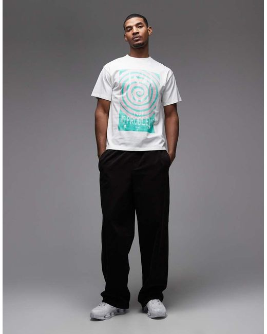 No Problemo Gray 100% Cotton T-shirt With Spiral Front Graphic for men