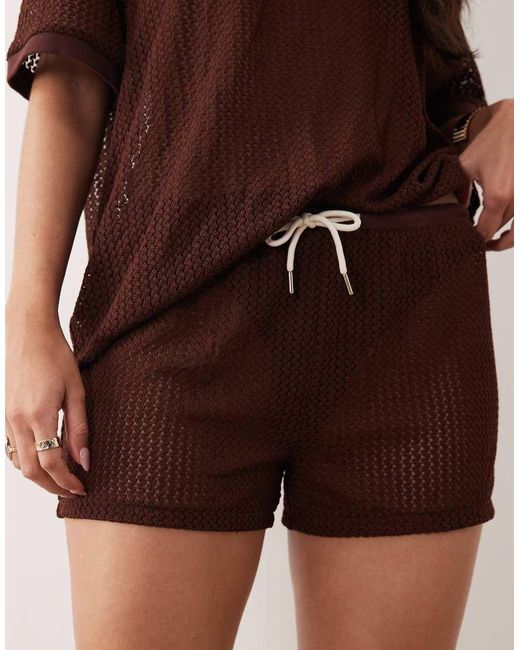 Kaiia Brown Exclusive Crochet Shorts