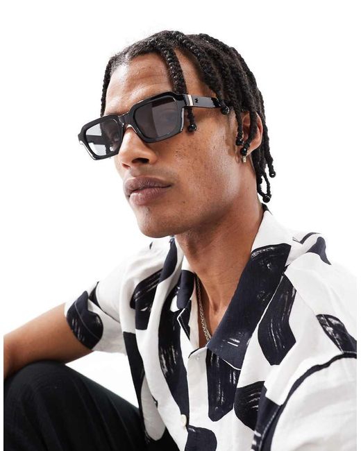 Occhiali Da Sole Neri Con Montatura Squadrata di Bershka in Black da Uomo