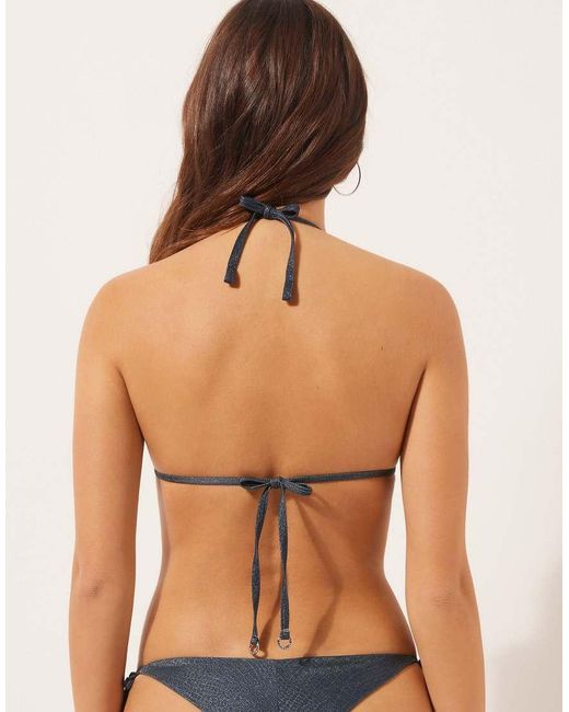 Calzedonia Blue Triangle Bikini Top Glowing Python