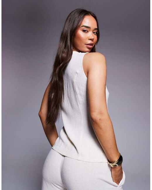 Missy Empire Gray Linen Look Pocket Detail Open Tie Front Top Co-Ord