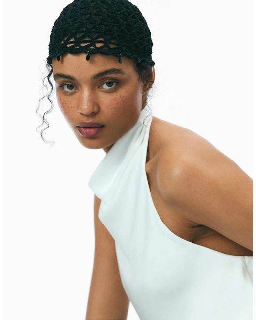 Stradivarius White Satin Effect Halter Top