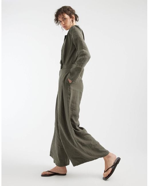 ASOS Green Cupro Wrap Jumpsuit