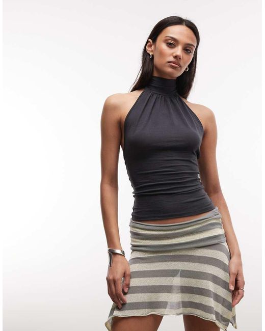 Weekday Black Halterneck Top With Open Back
