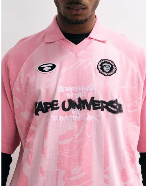 Aape By A Bathing Ape Pink Aape By A Bathing Ape Logo Sports Jersey for men