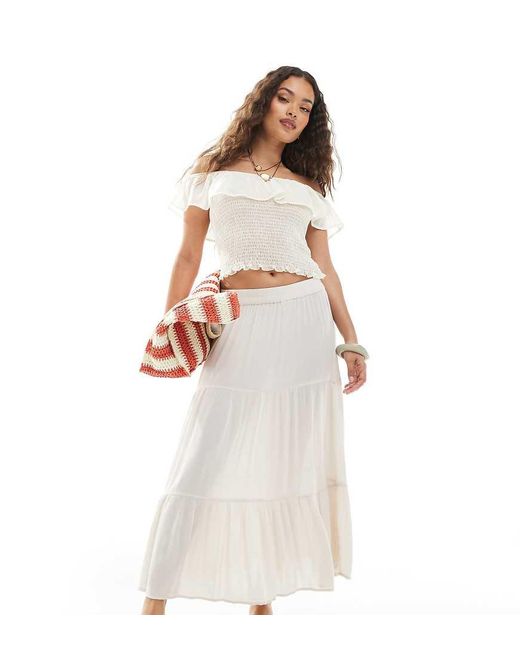 Only Petite Maxi Rok Met Stroken in het White