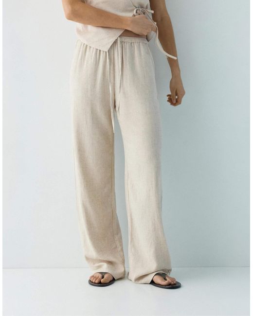 Pull&Bear Natural – hose aus leinenmix