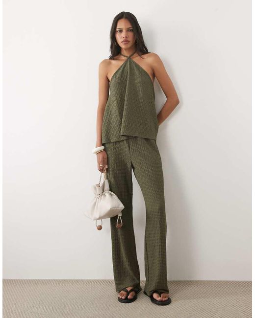 ASOS Green Co-Ord Textured Halter Neck Top