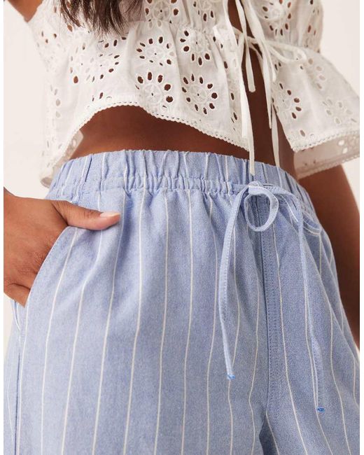 JDY Petite Blue Wide Leg Pull On Trousers