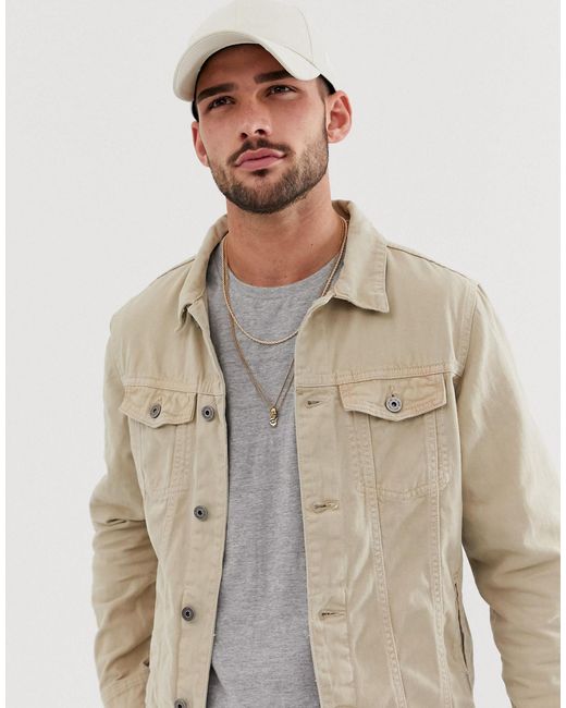 Pull&Bear Denim Jacket in Natural for Men | Lyst