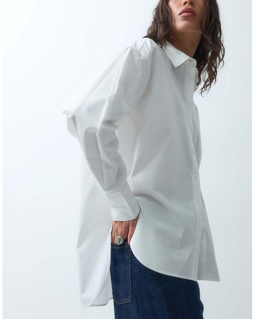 ASOS Blue Dipped Hem Oversized Shirt
