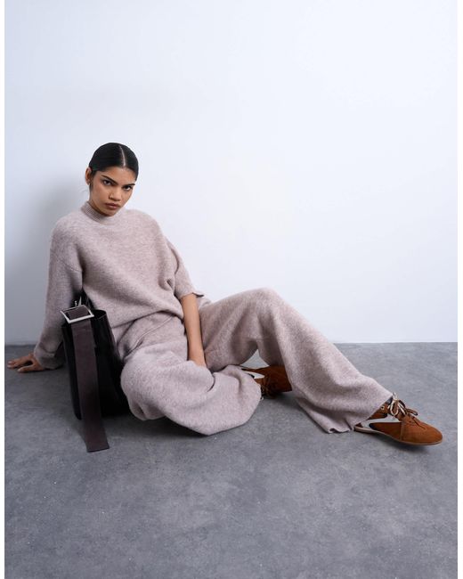 Pantalon d'ensemble en maille - beige TOPSHOP en coloris White