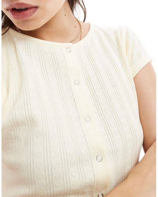 Top d'ensemble en maille pointelle avec boutons-pression - clair ASOS en coloris White