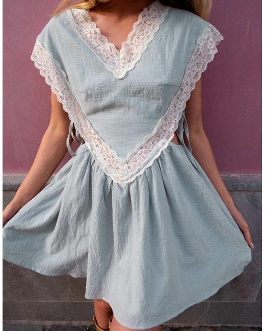 Daisy Street Purple X Emma Jean Floaty Mini Dress With Lace Trims And Side Cut Outs