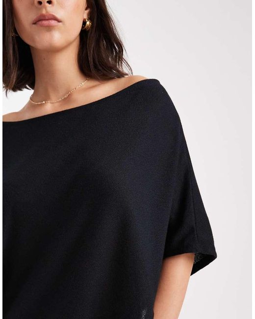 ASOS Blue Semi Sheer Knit-look Asymmetric One Shoulder Cape