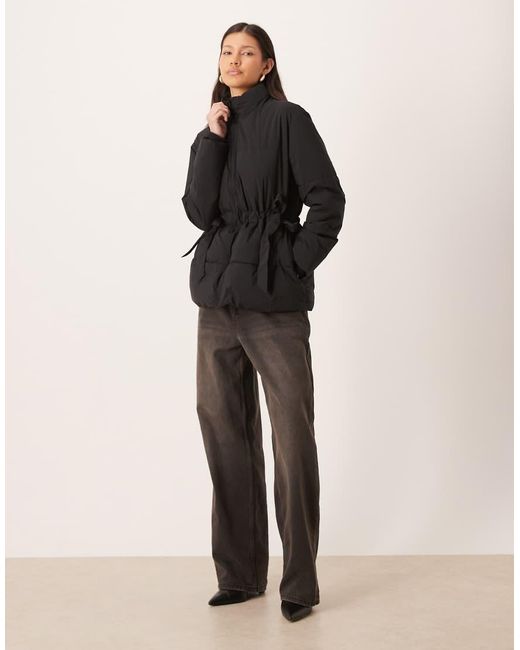 Nobody's Child Black Funnel Neck Tie Side Padded Coat