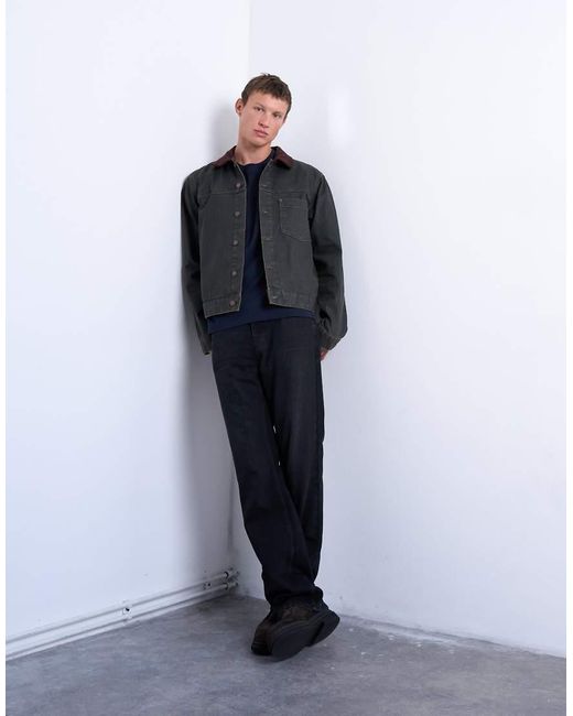 Chaqueta Vaquera Tintado Estilo Camisa Holgada De Topman de hombre de color Blue