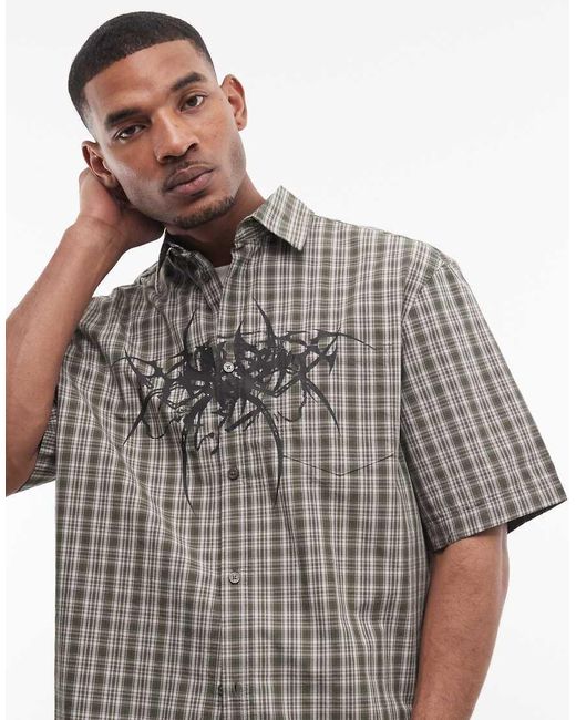 Weekday Gray Franco Short Sleeve Graphic Shirt for men