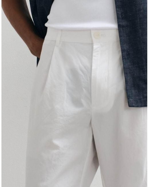 Mango White Straight Trouser for men