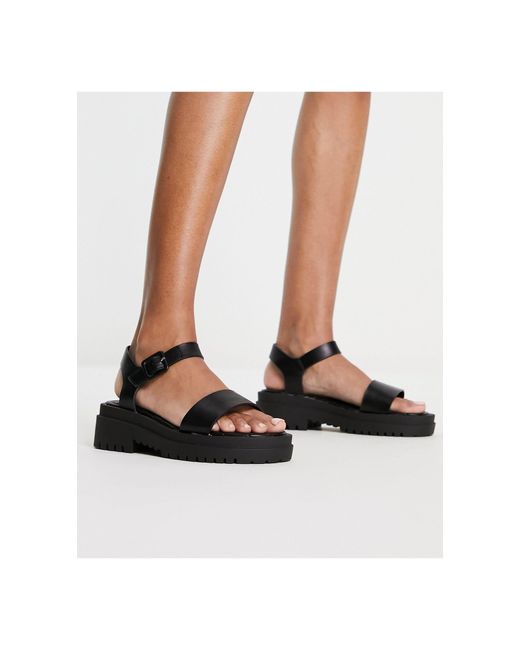 River Island Cleated Quilted Sandals in Black | Lyst Canada