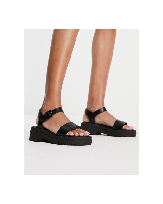 River Island Cleated Quilted Sandals in Black Lyst Canada