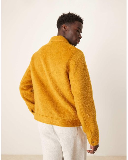 Blouson harrington oversize aspect laine - moutarde ASOS pour homme en coloris Natural