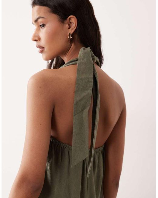 Miss Selfridge Natural Linen Blend Halter Romper