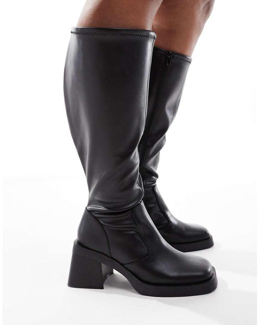 Botas Por La Rodilla Negras De Tacón Charlotte De Curve ASOS de color Blue