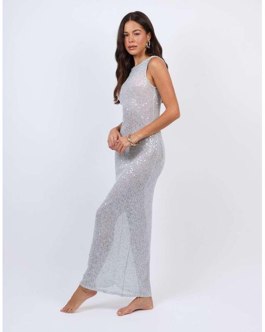 SIMMI White Sheer Sequin Beach Maxi Dress