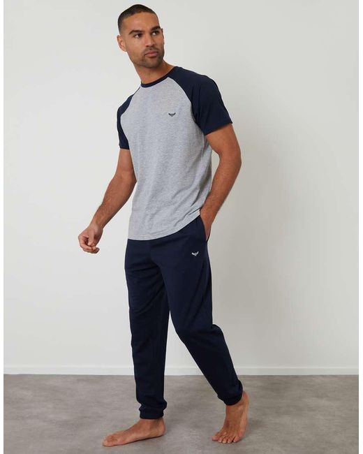 Threadbare Gray Raglan Short Sleeve Lounge Set for men