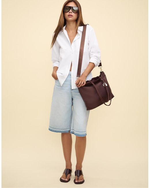 Stradivarius Stoffen Shopper Tas Met Hangertje in het Brown
