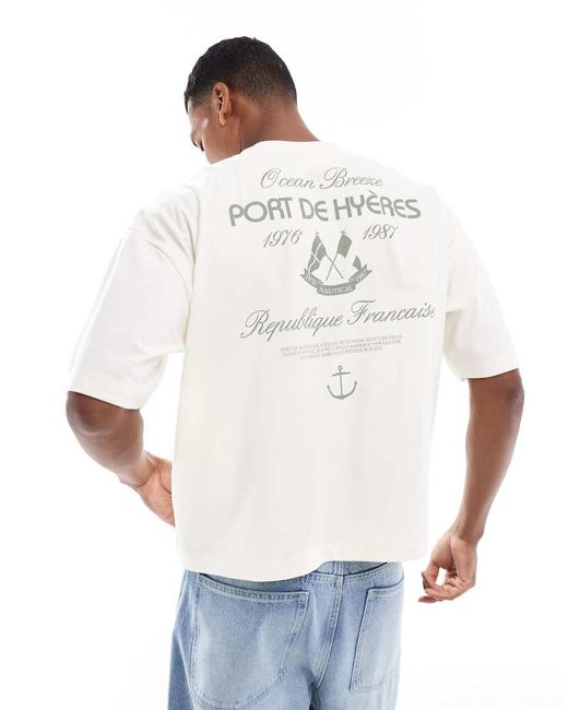 ASOS White Oversized Boxy T-shirt With Sailing Graphic for men