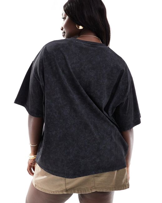 Asos design curve - t-shirt oversize avec imprimé rock - anthracite délavé ASOS en coloris Gray