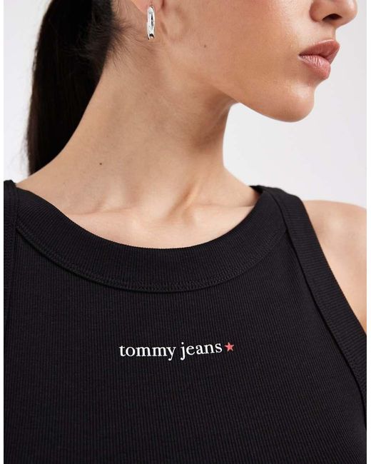 Tommy Hilfiger Black Essential Logo Slim Fit Rib Vest