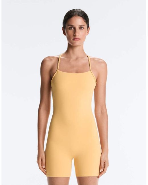 Oysho Natural Comfortlux Braided Short Jumpsuit