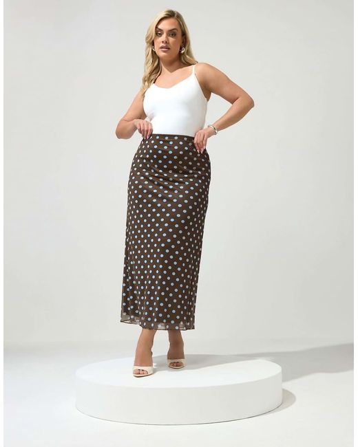 Yours Clothing Brown Polka Dot Maxi Skirt