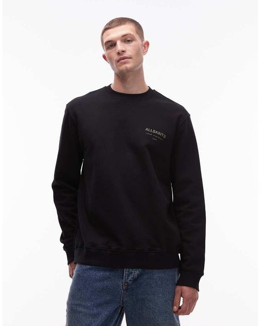 AllSaints Black Underground Leopard Sweatshirt for men