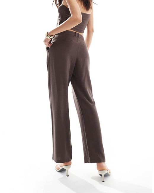 4th & Reckless Brown Linen Blend Tailored Wide Leg Trousers Co-Ord
