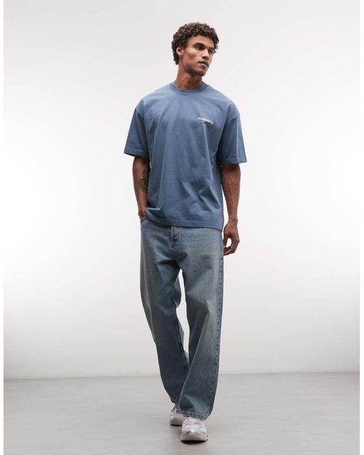AllSaints Blue Underground Logo T-shirt With Back Print for men