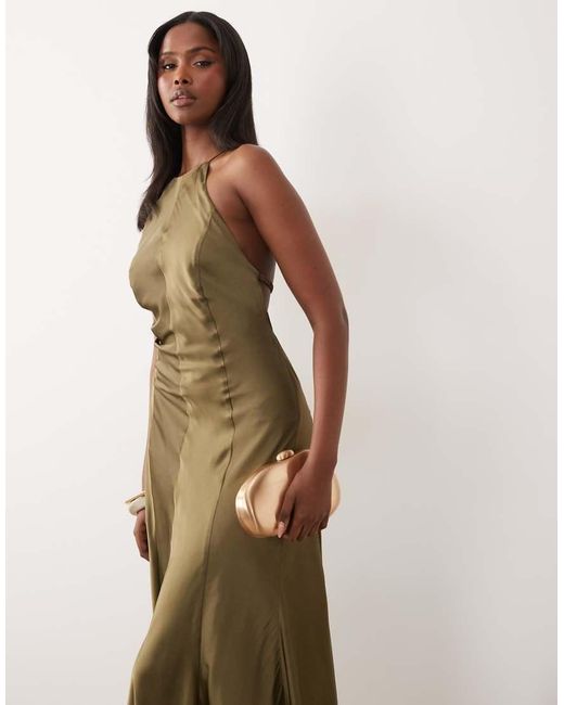 ASOS Natural Seam Detail Open Back Strappy Maxi Dress