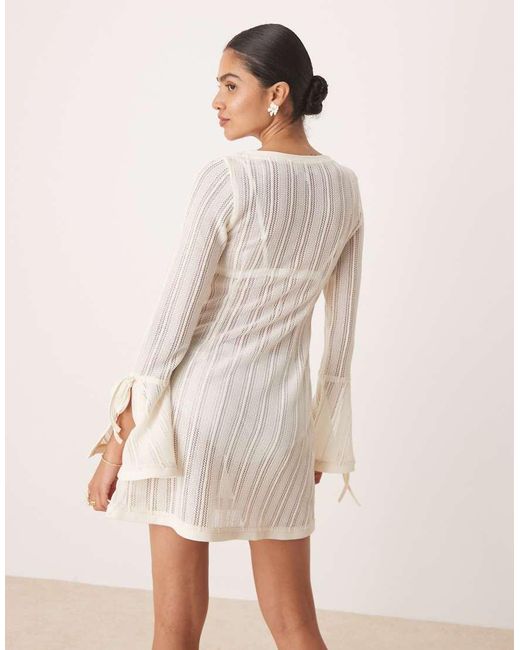 Amy Lynn Natural Embellished Knit Button Through Mini Dress