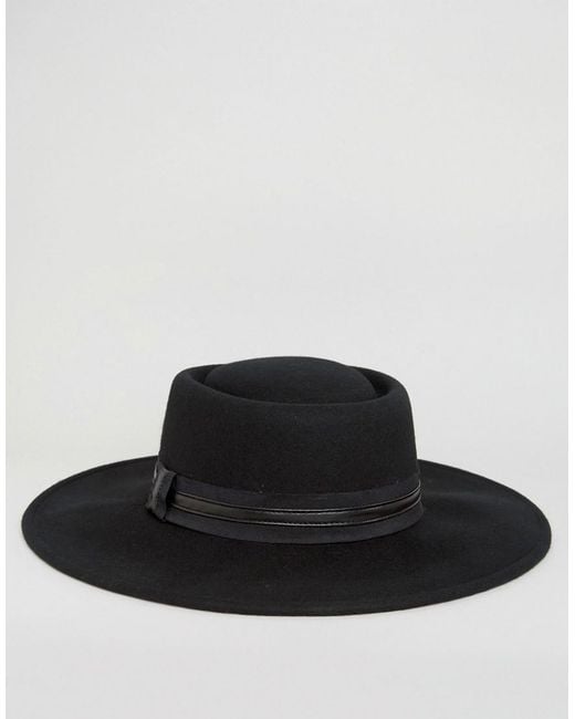 ASOS Black Extra Wide Brim Fedora Hat With Band for men