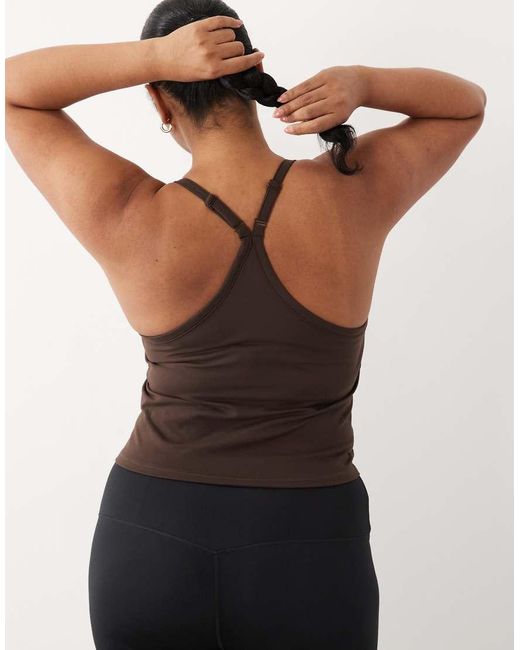 4505 Black Curve Icon Soft Touch Yoga Cami With Inner Bra And Adjustable Straps