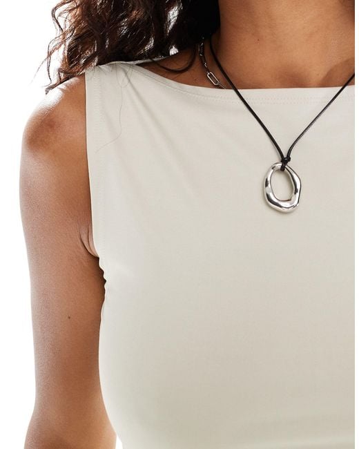 Weekday White Annie Boat Neck Tank Top