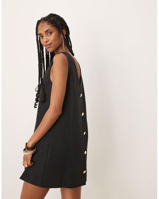 Pretty Lavish Black Reversible Button Back Mini Shift Dress
