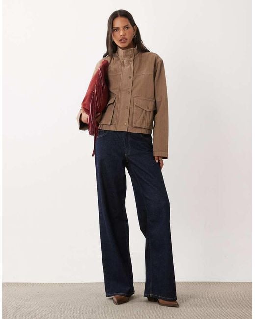 Abercrombie & Fitch Brown Oversized Denim Jacket