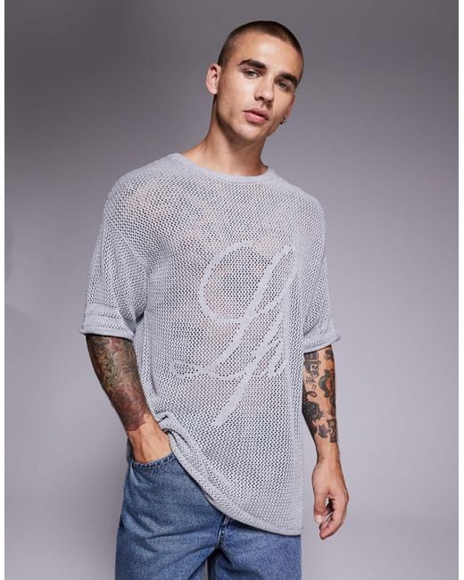 Liquor N Poker Gray Knit Jersey Top With Rebel 13 Logo for men