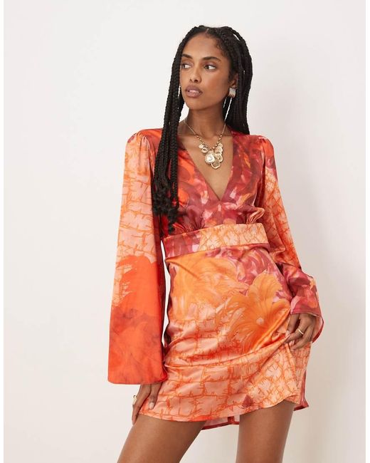 Isabelle Pennington Edmead Orange Isabelle Pennington-Edmead Nevis Satin Kimono Sleeve Mini Dress