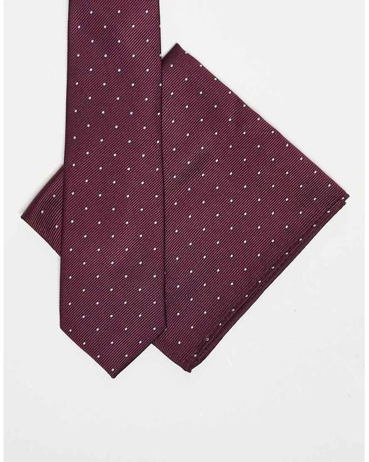 ASOS Set Van Stropdas En Pochet Met Stippen in het Purple voor heren